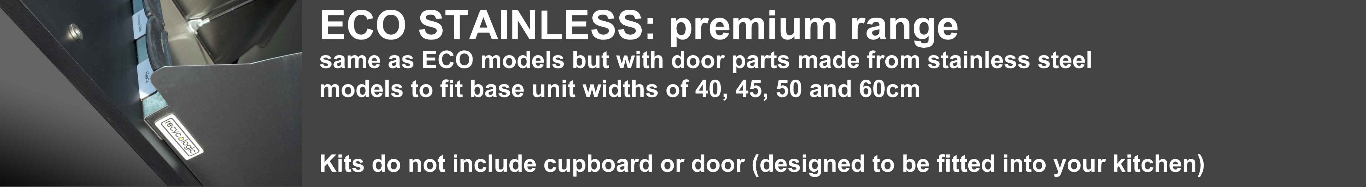 premium range of high capacity recycling bins with door parts made from stainless steel